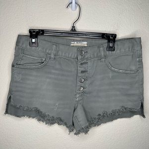 Free People Shorts Womens Cut Off Jean Denim Booty Shorts Distress Olive Size 27